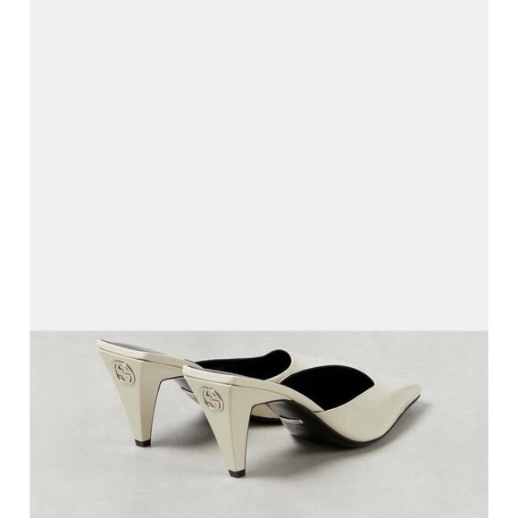 NEW Gucci Mallory Patent Leather Mules Heels GG Logo SZ 39 - Picture 3 of 12